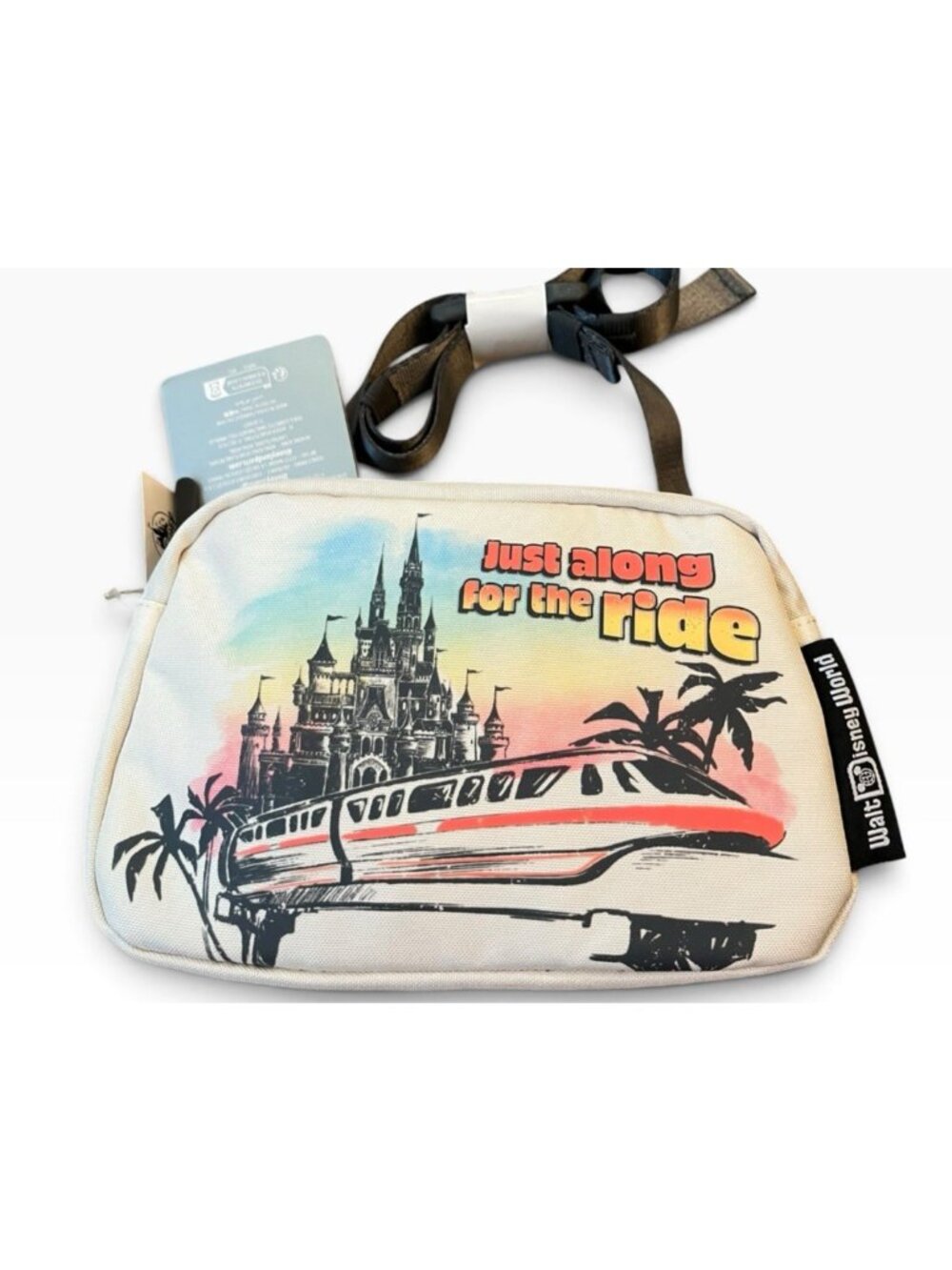 Disney Parks Monorail Just Along for the Ride Belt Bag Fanny Pack Adjustable NWT